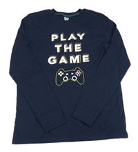 Tmavomodré pyžamové triko s ovladačem 