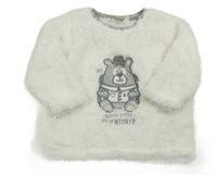 Bílá chlupatá mikina s medvědem Ergee