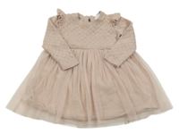 Světlerůžové pletené šaty s tylovou sukní 