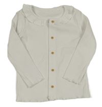 Bílé propínací žebrované triko s volánkem George