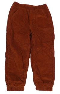 Hnědé podšité cuff manšestráky 