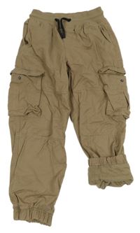 Hnědé plátěné podšité cuff kalhoty s kapsami Chapter young