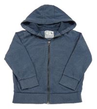 Tmavomodrá propínací mikina s kapucí Tu