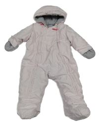 Světlerůžová šusťáková zimní kombinéza s kapucí 