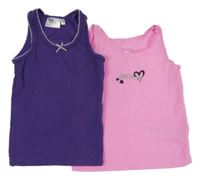 2x košilka - fialová + růžová s nápisem 