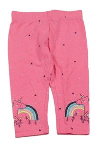 Růžové vzorované legíny s duhami a jednorožci Topomini