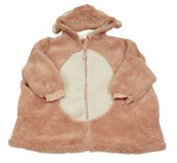 Růžová chlupatá propínací domácí mikina s kapucí - králík Nutmeg