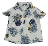 Bílá košile s tmavomodrými listy Shein