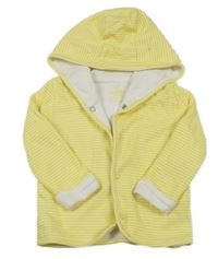 Žluto-bílá pruhovaná propínací mikina s kapucí Lupilu