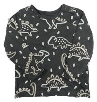 Antracitové triko s dinosaury Tu