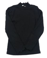 Černé žebrované triko se stojáčkem F&F