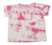 Bílo-růžové batikované tričko