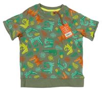 Khaki teplákové tričko s krokodýly Miniclub
