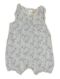 Bílo-modrý květovaný kraťasový overal H&M