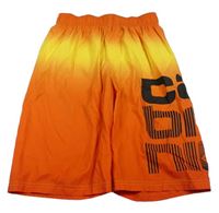 Oranžovo-žluté plážové kraťasy s nápisem zn. Carbrini
