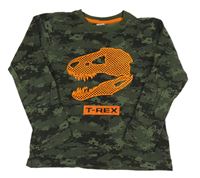 Khaki-černé vzorované triko s dinem Y.F.K.