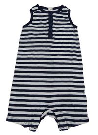Tmavomodro-bílý pruhovaný kraťasový overal H&M