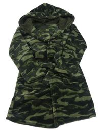 Khaki army plyšový župan s kapucí Primark