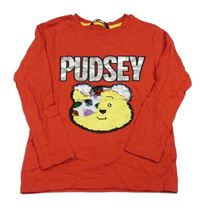 Červené triko s Pudsleym z flitrů George