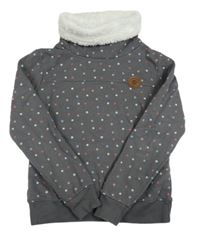 Šedá květovaná mikina se zatepleným límcem zn. Yigga