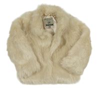 Smetanový kožešinový podšitý kabát 