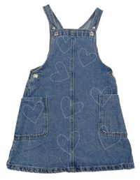 Modré riflové laclové šaty se srdíčky Primark