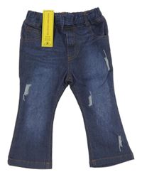 Nové - Modré flare džegíny s prošoupaným vzhledem Shein