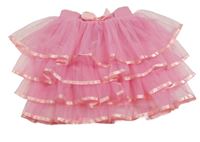 Růžová tylová tutu sukně s mašlí 