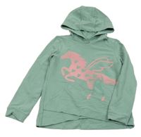 Zelená mikina s koněm a kapucí S. Oliver