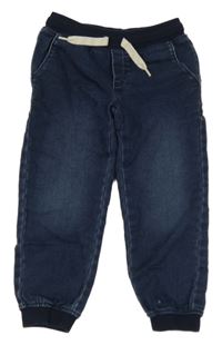 Tmavomodré teplákové cuff rifle s úpletovým pasem Kiabi