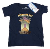 Nové - Tmavomodré tričko s letadlem 