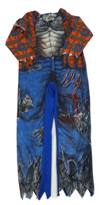 Kostým - Šedo-červeno-modrý overal - Vlkodlak 