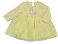 Světležluté šaty s jednorožcem a tylovou sukní Primark