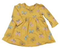 Hořčicové teplákové šaty s motýlky M&S