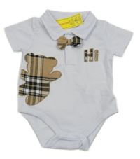 Nové - Bílé body s medvídkem a límečkem 