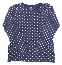 Tmavomodro-bílé puntíkaté triko H&M