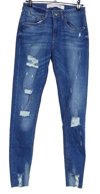 Dámské modré skinny rifle s prošoupáním Denim 