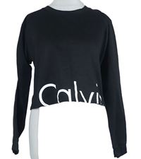 Dámská černá crop mikina s logem Calvin Klein
