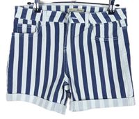 Dámské tmavomodro-bílé pruhované kraťasy Denim 