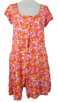 Dámské červeno-růžové kytičkované košilové šaty Primark 