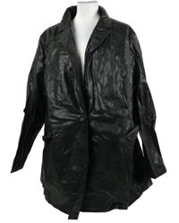 Dámský černý koženkový kabát New Look 