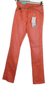 Nové - Dámské lososové skinny rifle s páskem S´Questo 