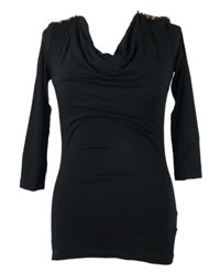 Dámské černé triko s vodou a flitry Flame 