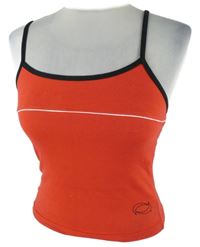 Dámský červený crop top s černým lemem 