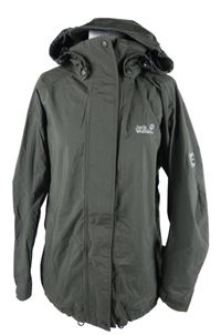 Dámská šedá šusťáková funkční bunda s kapucí Jack Wolfskin 