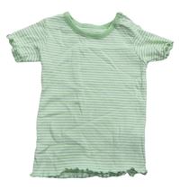 Zeleno-bílé pruhované žebrované tričko M&S
