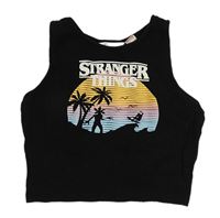 Černý žebrovaný crop top s potiskem H&M
