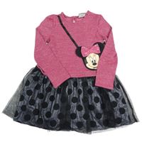 Vínovo-černé třpytivé pleteno/tylové šaty s Minnie George