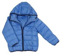 Modrá šusťáková prošívaná zateplená bunda s kapucí Kiki&Koko