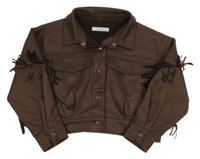 Hnědá crop bunda s třásněmi Reserved